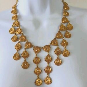 Vintage Ornate Cleopatra Rhinestone Bib Necklace 70s
